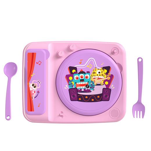 【积分兑换】童乐唱片机分格餐盘套装（阳光橙/暮色紫请备注） 商品图2