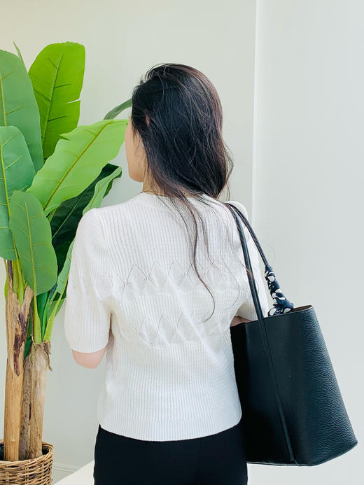 【百图lulu好物】【莲花针织衫】双层莲花  高弹不易变形 金银丝 短袖针织衫 商品图7