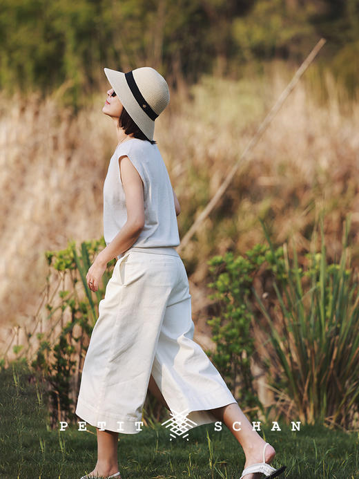 PETIT SCHAN小闪 CLO#238 whitewasher 西西里海盐 棉弹斜纹微A型七分裤 商品图1