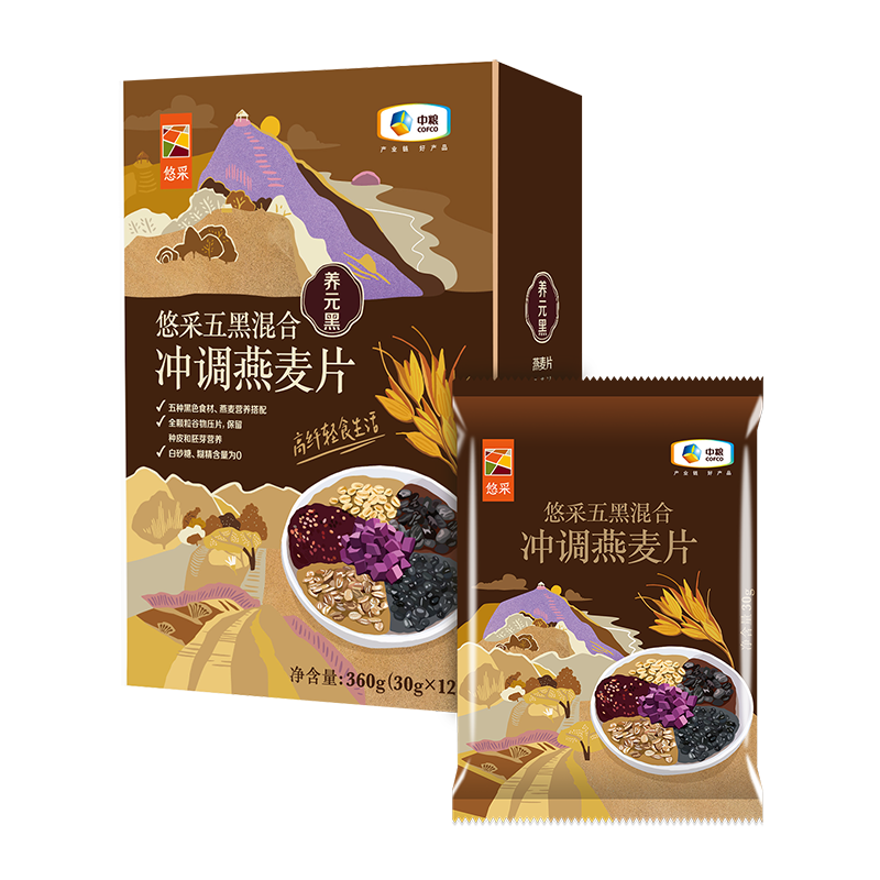悠采 五黑混合冲调燕麦片 360g