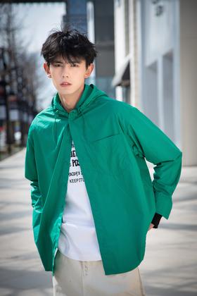 S425825275纯色连帽衬衫外套（防晒服）