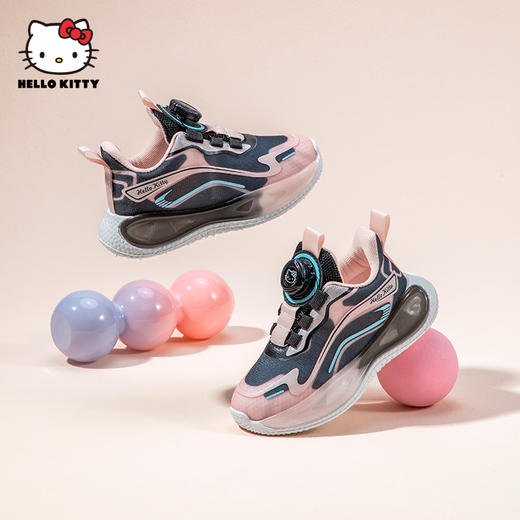 HelloKitty童鞋女童运动鞋透气网面鞋2024春季新款旋转按扣跑鞋 商品图1
