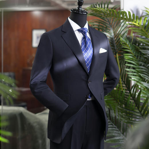 男士70%羊毛混纺平驳领单排两粒扣西服西装套装 商品图0