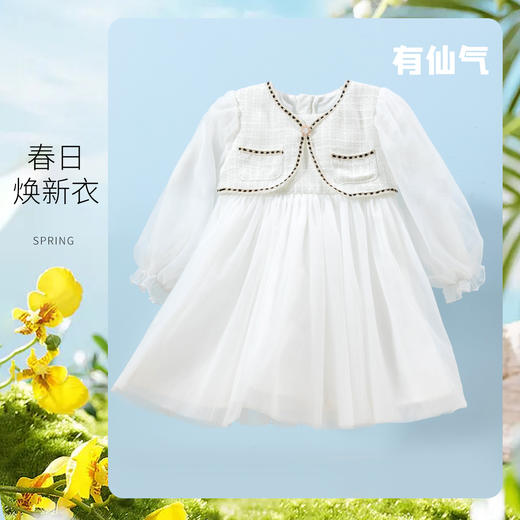贝贝怡童装女童连衣裙2024春季新款中式公主裙中小童长袖连身裙子ZB1DQ004 商品图6