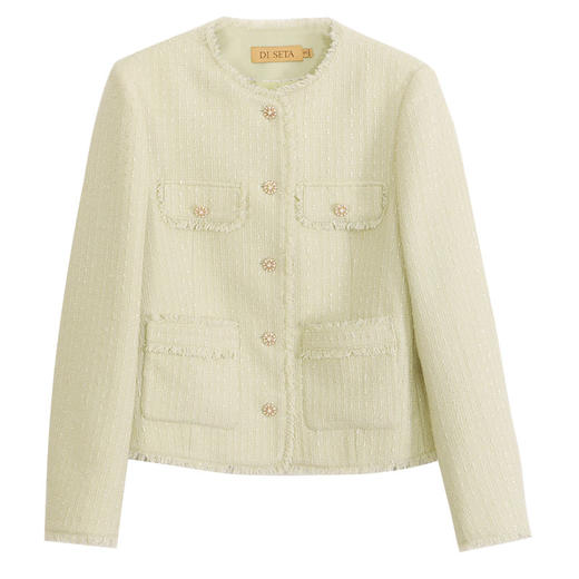 玳莎拉毛圆领小香风外套女式2024春季新款气质优雅法式设计感上衣  EA37303 商品图4