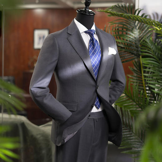 男士70%羊毛混纺平驳领单排两粒扣西服西装套装 商品图1
