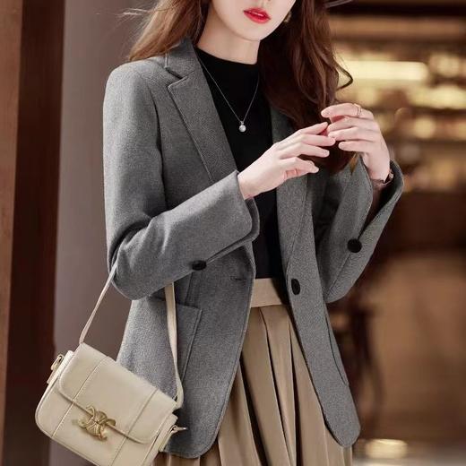雀说 小西装外套女春秋季女士气质短款毛呢西服4ZF-A703 商品图3