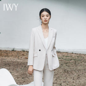IWY/米白高级感休闲西装套装春上镜主持人韩版上班服装显瘦职业装C13503+P33503