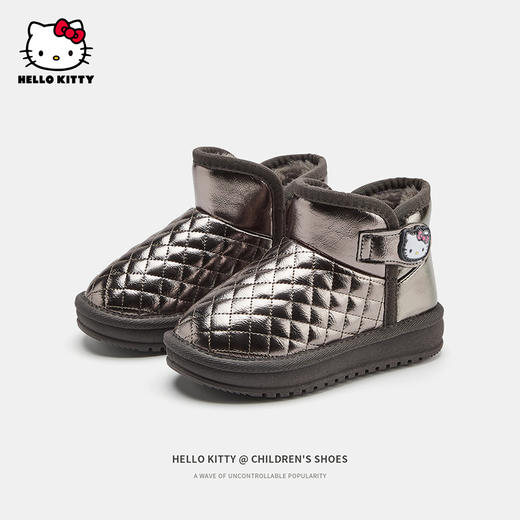 HelloKitty童鞋女童雪地靴加绒2023新款棉鞋冬季儿童棉靴保暖防滑 商品图1