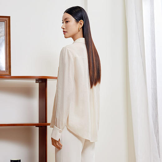 玳莎宽松天丝衬衫女2024年春季新款大口袋设计感小众时尚长袖衬衣  EA31303 商品图3