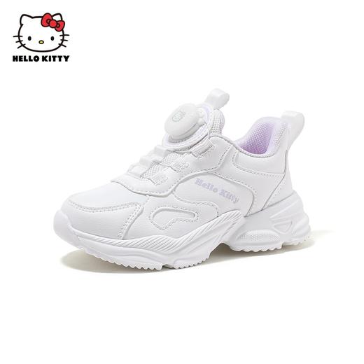 HelloKitty童鞋女童小白鞋2024新款网面运动鞋春季旋钮扣儿童鞋子 商品图1