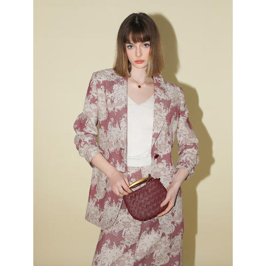 【专属秒杀】COCOBELLA色织提花棉麻品质西装高奢通勤优雅西服外套SI3016 商品图1