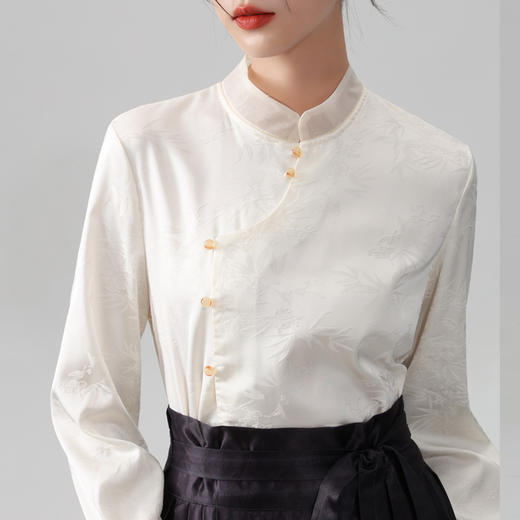 早春新款，马面裙上衣女新中式立领轻国风衬衫气质复古盘扣女装XY-DY340159 商品图0