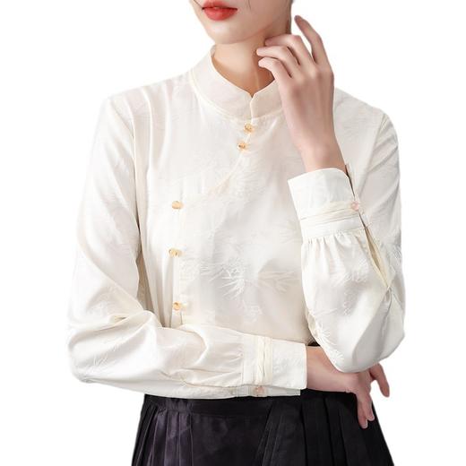 早春新款，马面裙上衣女新中式立领轻国风衬衫气质复古盘扣女装XY-DY340159 商品图4
