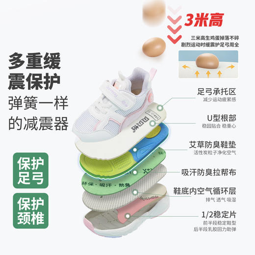 贝贝怡春秋新品男女童网面运动鞋护足缓震24中性休闲童鞋艾草防臭 商品图7