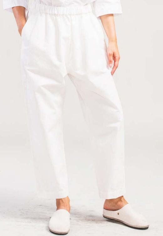 Casey Casey  白色fabi棉麻斜纹长裤 商品图0
