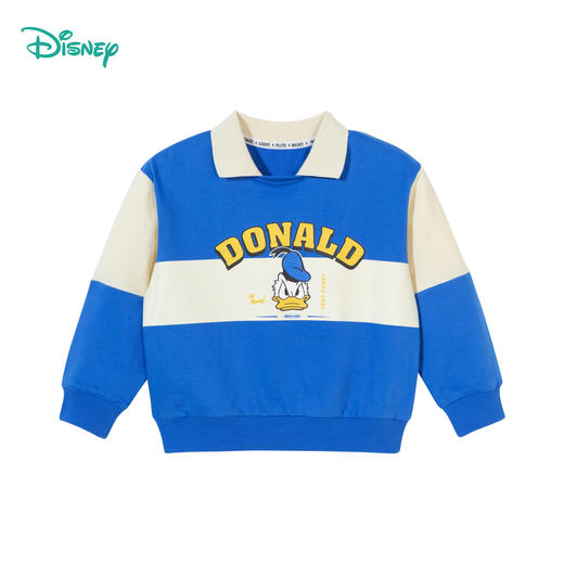 迪士尼2024春季新款男童套头卫衣中小童纯棉撞色微领套头衫百搭上衣ZD1DS015 商品图4