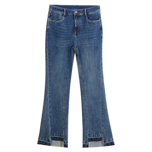 玳莎显瘦微喇牛仔裤女2024春季新款时尚牛仔蓝脚口设计感喇叭裤  EA36302 商品图4