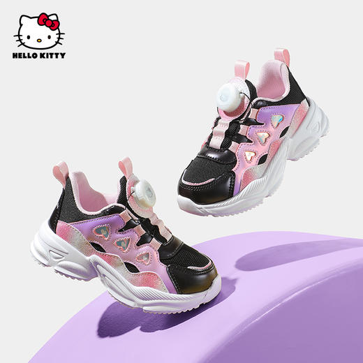 【冬季加绒备用下架】hellokitty童鞋女童运动鞋春秋2024新款旋转扣儿童鞋子透气网面鞋 商品图2