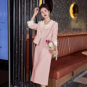 HRFS-WY6289小香风套装女2024春装新款气质时尚甜美小个子设计高级感两件套裙