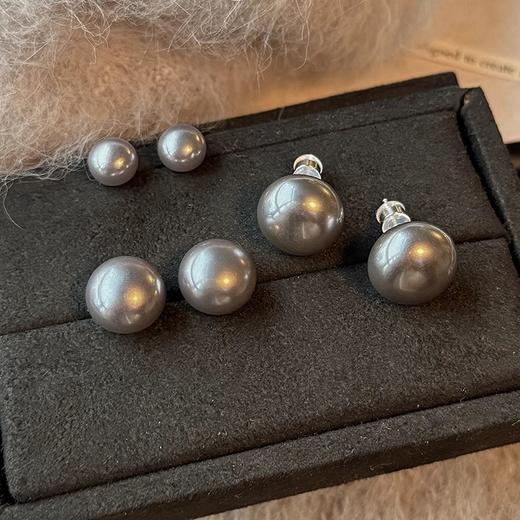 【早春福利】真多麻灰馒头珍珠耳钉S925银针 商品图3