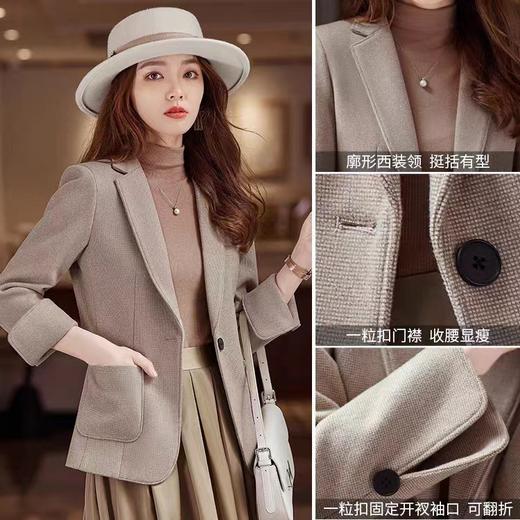 雀说 小西装外套女春秋季女士气质短款毛呢西服4ZF-A703 商品图2