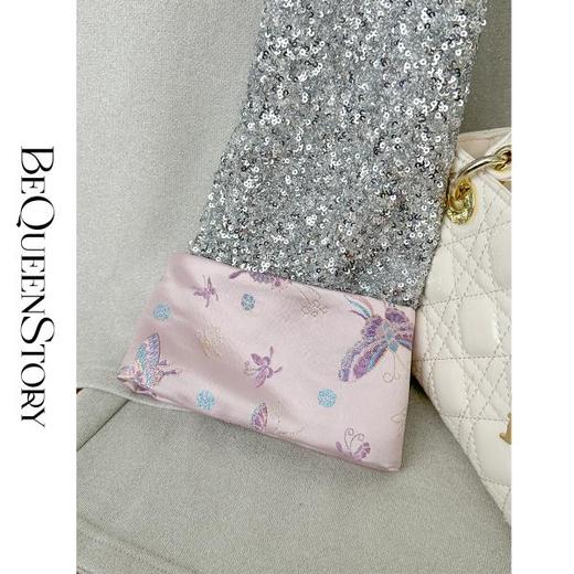 余潇潇【披星黛月】细闪银丝拼接亮片落肩圆领外套&半裙套装 商品图3