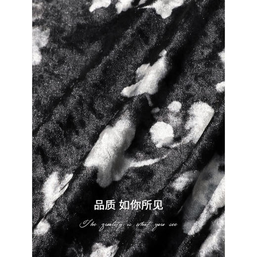 COCOBELLA新中式丝绒碎花半身裙女秋围裹式开叉直筒裙HS7002 商品图4