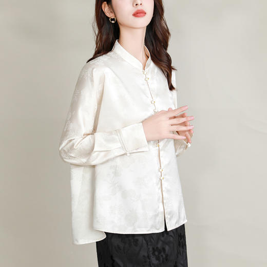春秋新款，立领百搭大码对襟中国风气质汉服新中式衬衫上衣KQL-B43N1850 商品图2