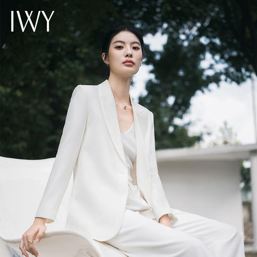 IWY/早春白色西装套装女宽敞西服宽松韩版主持人高级医美正式场合服装C13515+P33515 商品图1