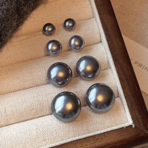 【早春福利】真多麻灰馒头珍珠耳钉S925银针 商品图1