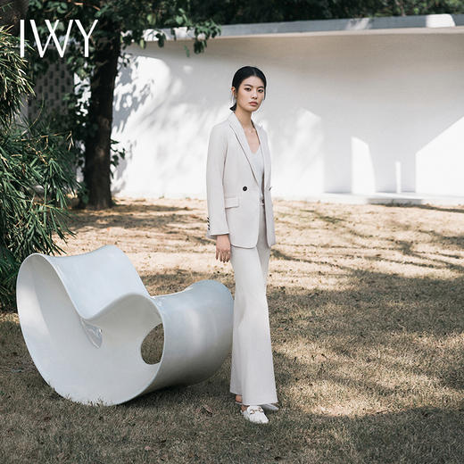 IWY/米白高级感休闲西装套装春上镜主持人韩版上班服装显瘦职业装C13503+P33503 商品图1