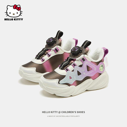 HelloKitty童鞋中大童女孩加绒运动鞋冬季新款儿童保暖防滑老爹鞋 商品图2