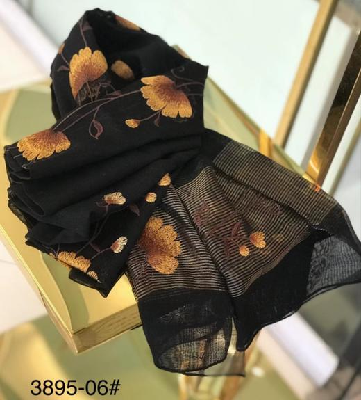 优品堂【迷醉春风】真丝+羊毛绣花长巾 商品图5