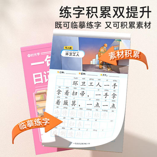 时光学小学生一句话日记练字帖 一二三四五六年级看图写话专项训练字帖每日一练语文人教版幼小衔接硬笔书法练字本练习写字儿童楷书 商品图3
