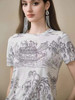 白色洛神赋手绘印花短袖羊毛针织衣 商品缩略图3