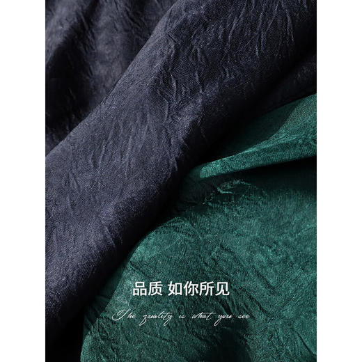 COCOBELLA暗纹肌理光泽感缎面通勤连衣裙假两件衬衫裙FR3009 商品图4