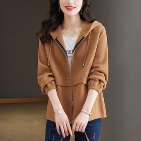 短外套女春秋连帽开衫上衣CC-10-3906