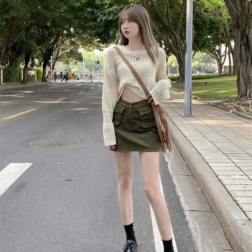 夏季【短款镂空防晒针织衫女 夏天外搭】宽松设计感 小众长袖甜辣上衣 商品图2