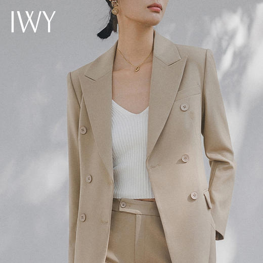 IWY/春季新款卡其西装套装ol宽松休闲西服韩版显瘦主持人演讲服装C13317+P33317 商品图4
