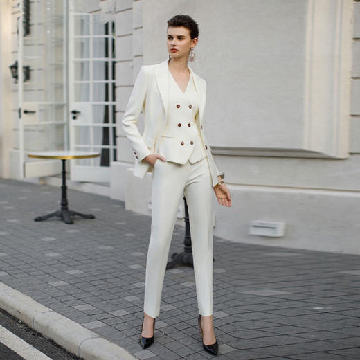 IWY/白色西装马甲三件套女2024春秋新款主持人女神气质西装套装CPM1949 商品图1