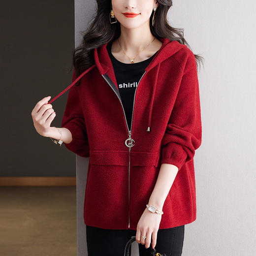 短外套女春秋连帽开衫上衣CC-10-3906 商品图3