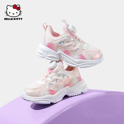 【冬季加绒备用下架】hellokitty童鞋女童运动鞋春秋2024新款旋转扣儿童鞋子透气网面鞋 商品图1