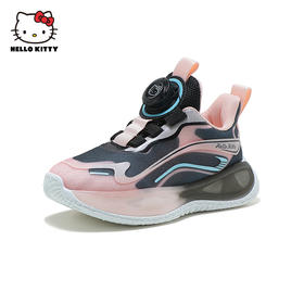 HelloKitty童鞋女童运动鞋透气网面鞋2024春季新款旋转按扣跑鞋