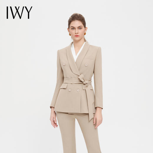 IWY/浅卡其西装套装女上班西服高级感设计正式场合服装上镜主持OL C14106+P34106 商品图0