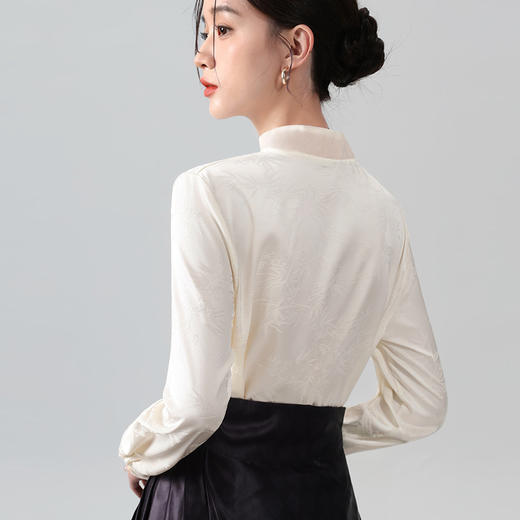 早春新款，马面裙上衣女新中式立领轻国风衬衫气质复古盘扣女装XY-DY340159 商品图3