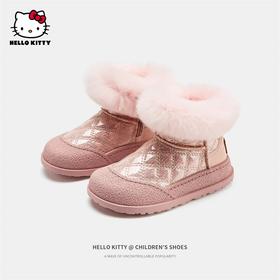 HelloKitty童鞋女童加绒保暖雪地靴冬季新款儿童加厚棉靴大童冬鞋