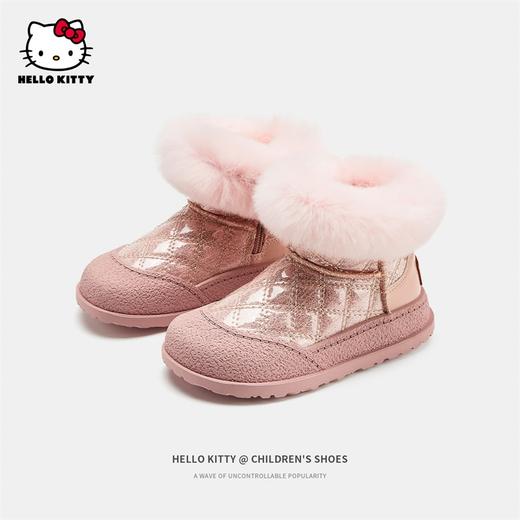 HelloKitty童鞋女童加绒保暖雪地靴冬季新款儿童加厚棉靴大童冬鞋 商品图0