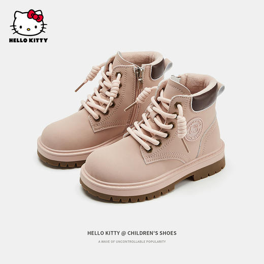 HelloKitty童鞋儿童马丁靴冬季新款中大童女孩加绒加厚棉靴保暖鞋 商品图1