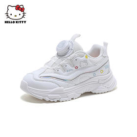 HelloKitty童鞋春季新款女童轻便透气小白鞋儿童防滑旋钮运动鞋